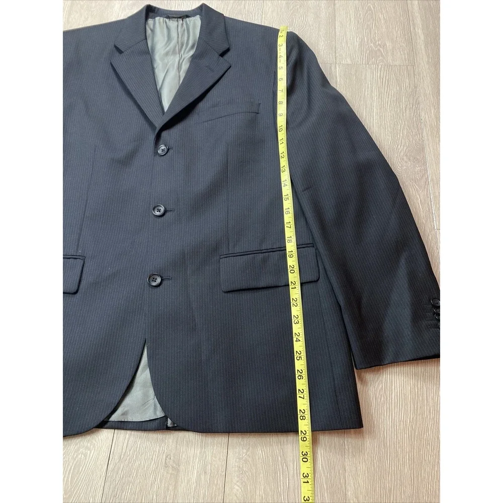 Banana Republic Suit‎ Jacket Sport Coat Blazer Wool 3 Button Black Stripe 42S